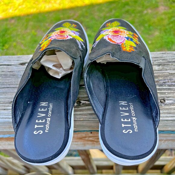 Steven by Steve Madden Natural Confort Natun Slip-On Embroidered Mules Size 8 - Picture 10 of 16